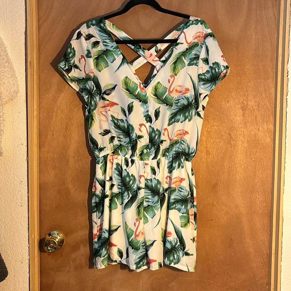 COPY - As You Wish size large flamingo romper NWT